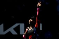 Serena Williams waves to the crowd after her semifinal defeat to Naomi Osaka at the 2021 Australian Open